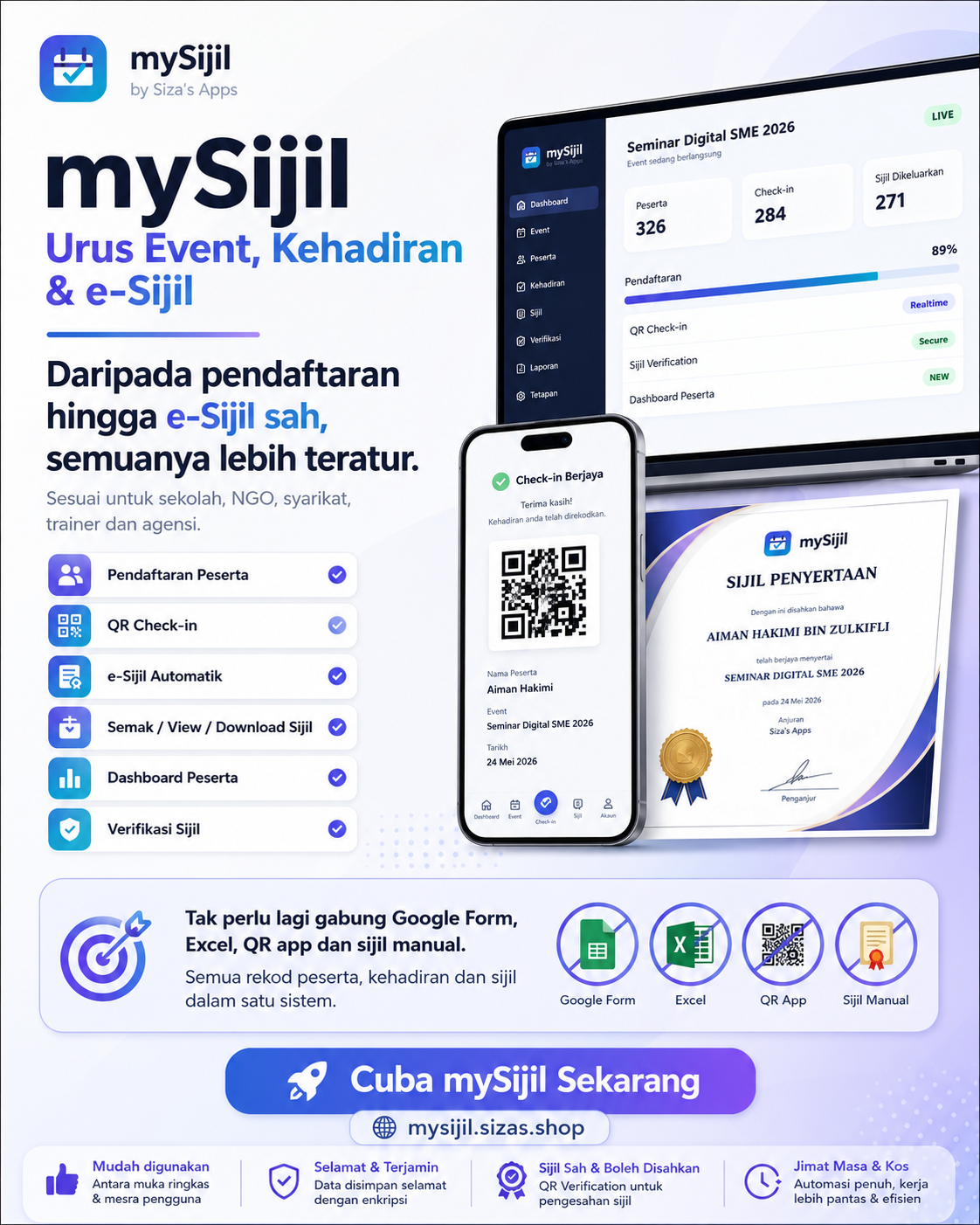 mySijil — Sistem Event, Kehadiran & e-Sijil