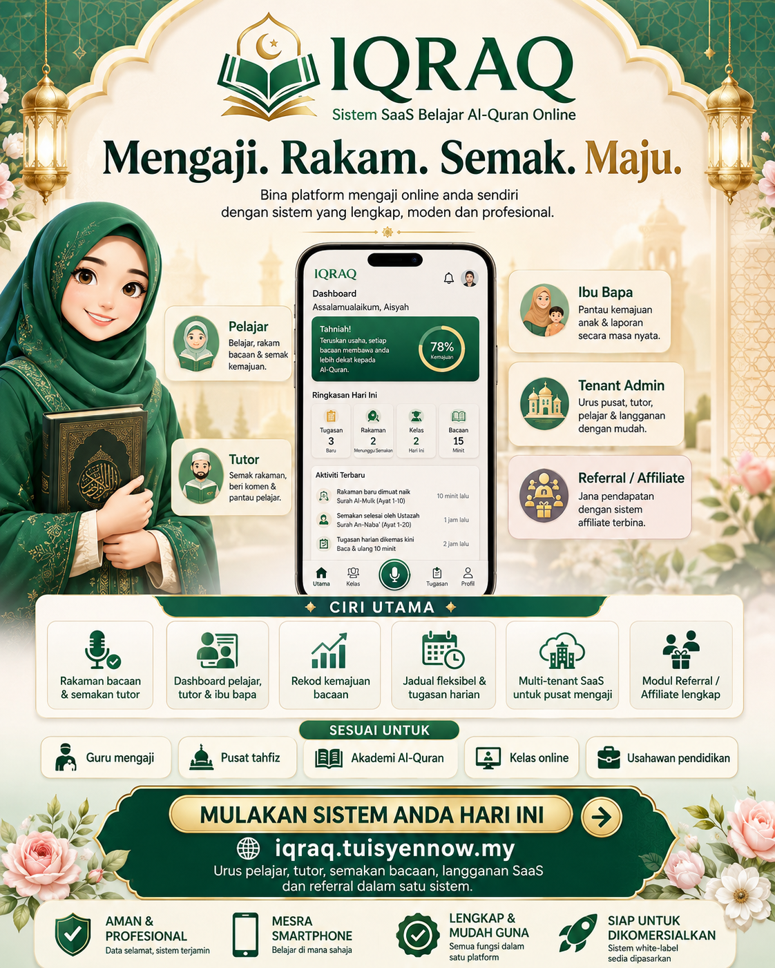 IQRAQ – Sistem SaaS Pengurusan Kelas Al-Quran Online